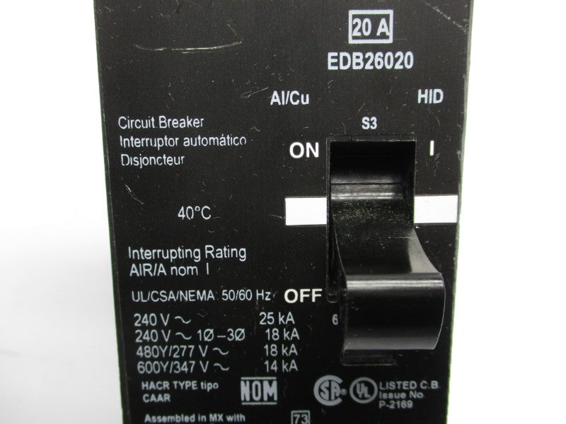 SQUARE D EDB26020 347V 20A NSNP