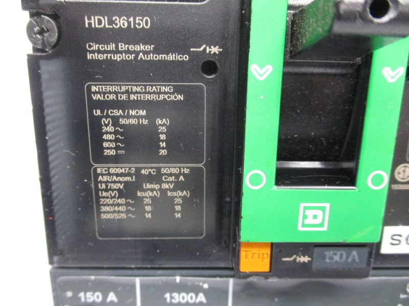 SQUARE D HDL36150 600V 150A (GREEN) (CHIPPED) NSNP