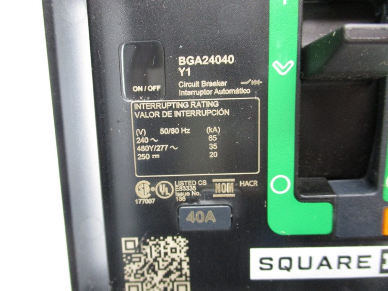 SQUARE D BGA24040Y1 277V 40A (GREEN) NSNP