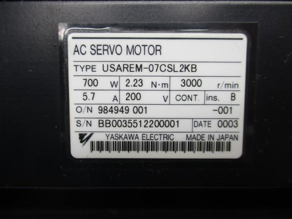 YASKAWA ELECTRIC USAREM-07CSL2KB 200V 5.7A UNMP