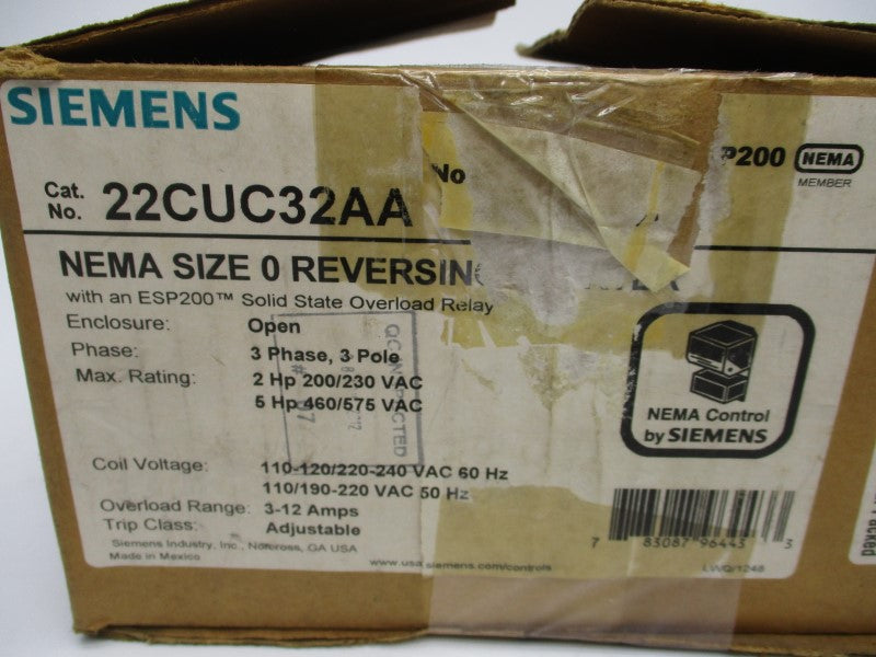 SIEMENS 22CUC32AA 220-240VAC 3-12A NSMP
