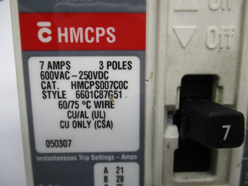 CUTLER HAMMER HMCPS007C0C 600VAC 7A NSNP
