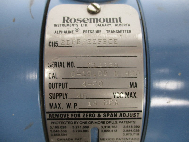ROSEMOUNT C1152DP5E22PBCE 45VDC 0-19.05PSI 3/4" UNMP