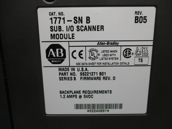 ALLEN BRADLEY 1771-SN SER. B REV. B05 F/W D 5VDC 1.2A NSMP