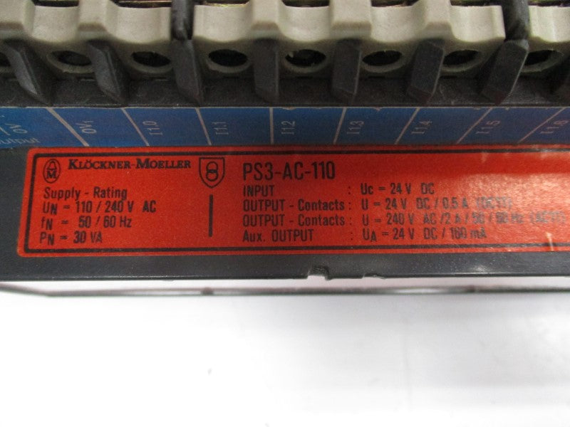 KLOCKNER MOELLER PS3-AC-110 110/240VAC 2A UNMP