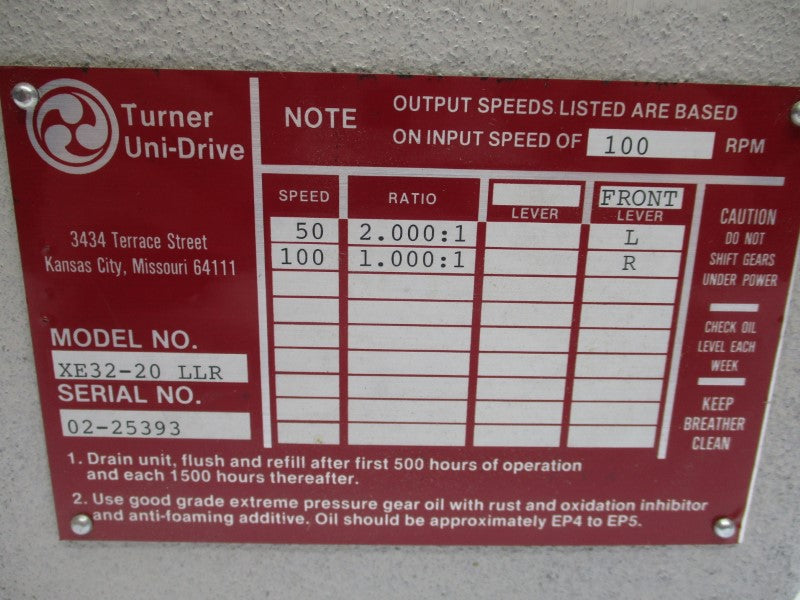 TURNER UNI-DRIVE XE32-20LLR NSNP