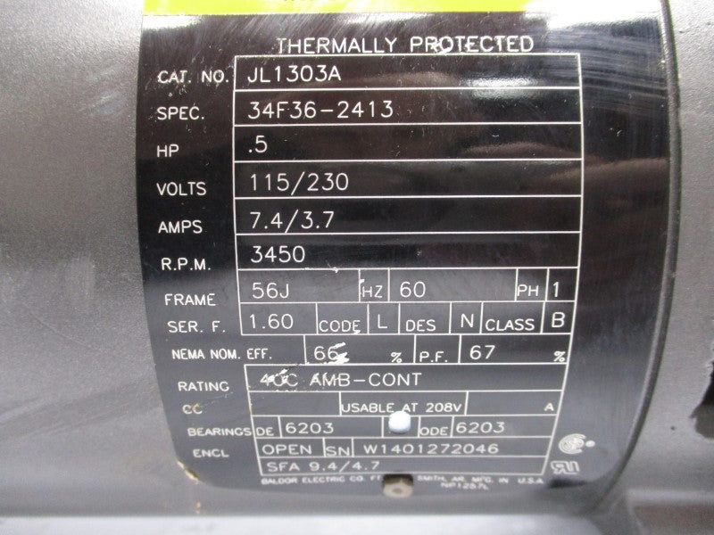 BALDOR JL1303A FBSE-50K 115/230V 7.4/3.7A NSNP