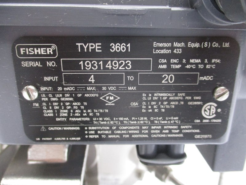 FISHER TYPE 3661 30VDC 0-35PSI 1/2" NSNP