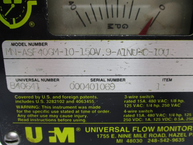 UFM MN-ASF40GM-10-150V.9-A1NU-C-10U 480VAC 15A UNMP