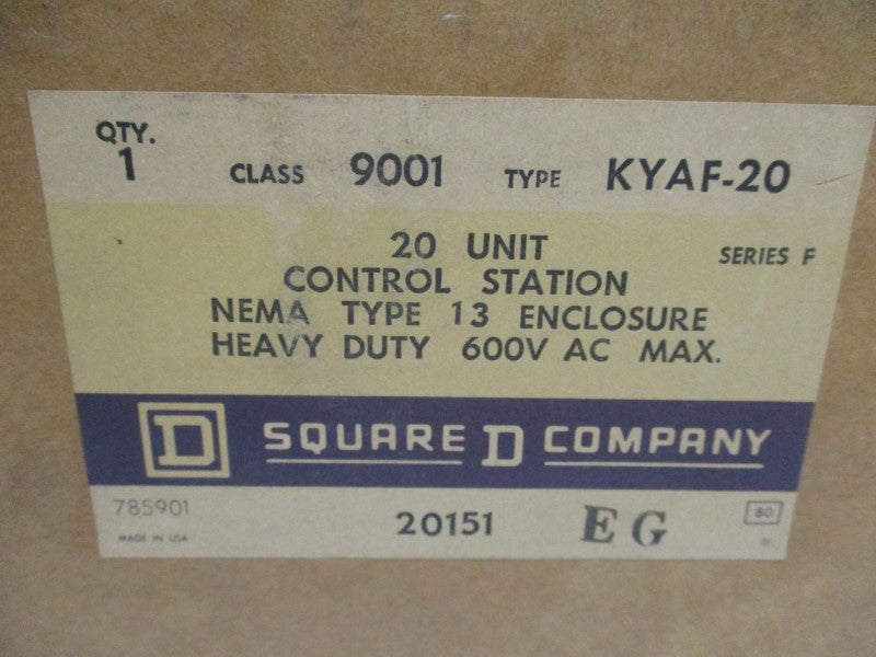 SQUARE D 9001KYAF-20 SER. F 600VAC NSMP