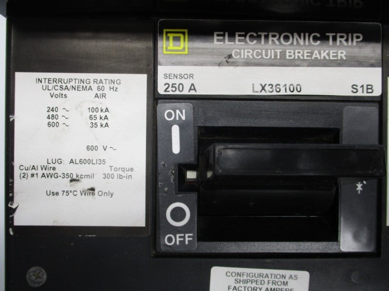 SQUARE D LX36100 600V 250A NSNP