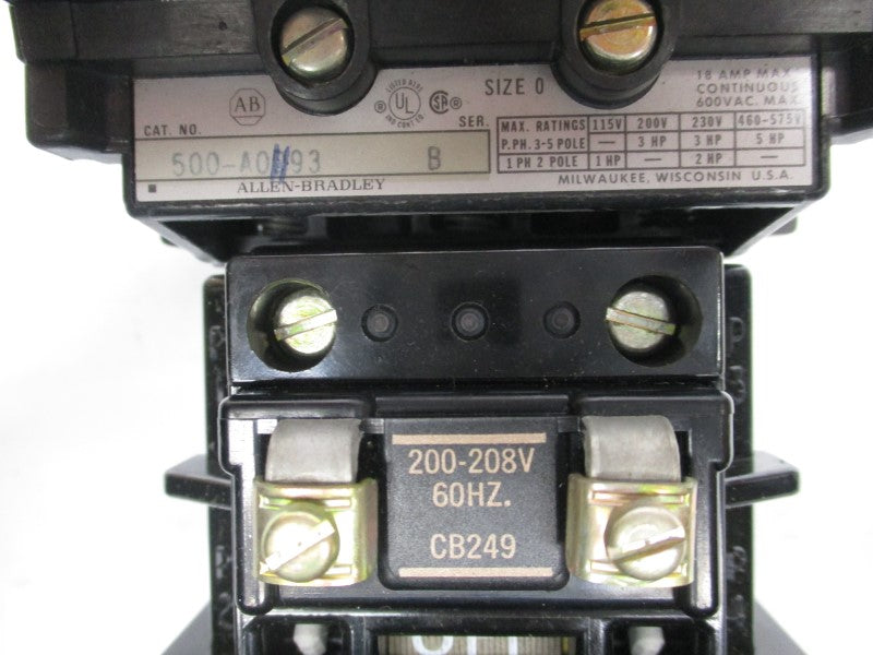 ALLEN BRADLEY 500-AOH930 SER. B 200-208V 18A NSNP