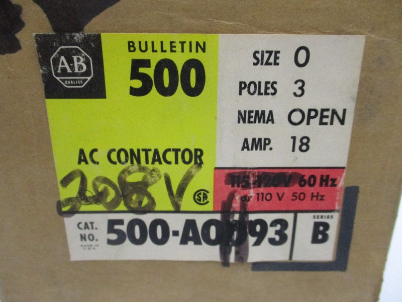 ALLEN BRADLEY 500-AOH930 SER. B 200-208V 18A NSNP