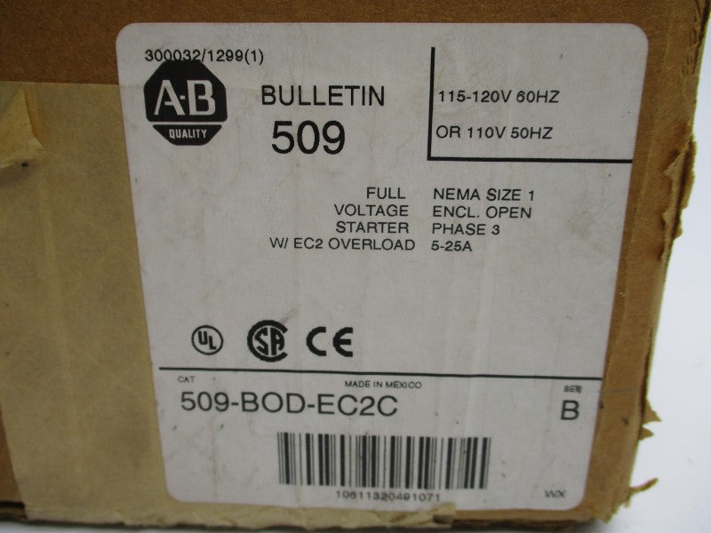 ALLEN BRADLEY 509-BOD-EC2C SER. B 115-120V 5-25A NSMP
