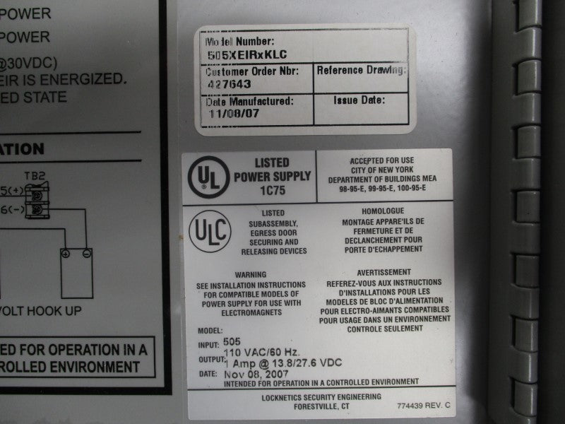 SCHLAGE 505XEIRXKLC 12/24VDC 1A NSMP
