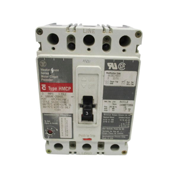 WESTINGHOUSE HMCP003A0C 600VAC 3A (AS PICTURED) NSNP