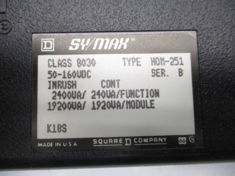 SQUARE D 8030HOM-251 SER. B 50-160VDC UNMP