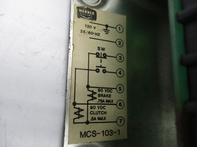 WARNER ELECTRIC MCS-103-1 120V 0.75A UNMP