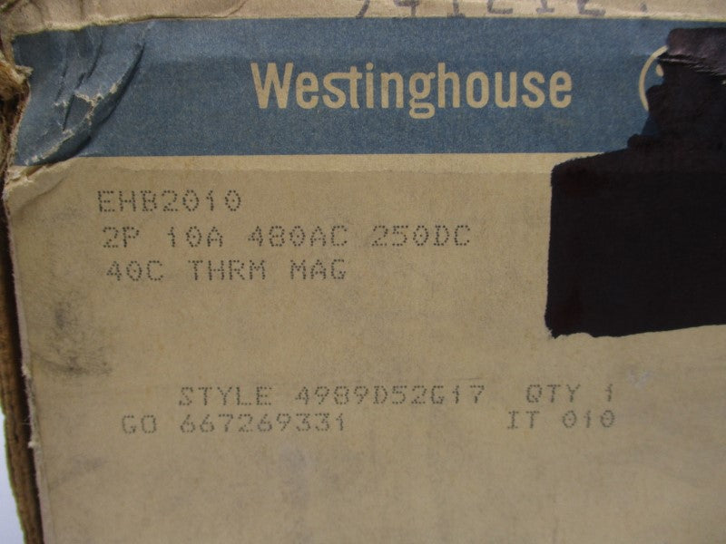 WESTINGHOUSE EHB2010 480VAC 10A NSMP