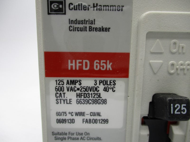 CUTLER HAMMER HFD3125L SER. C 600VAC 125A NSMP