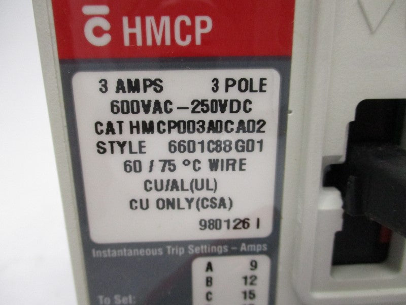 CUTLER HAMMER HMCSP003A0CA02 SER. C 600VAC 3A NSMP