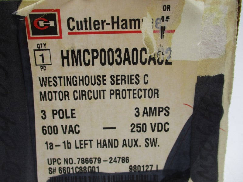CUTLER HAMMER HMCSP003A0CA02 SER. C 600VAC 3A NSMP