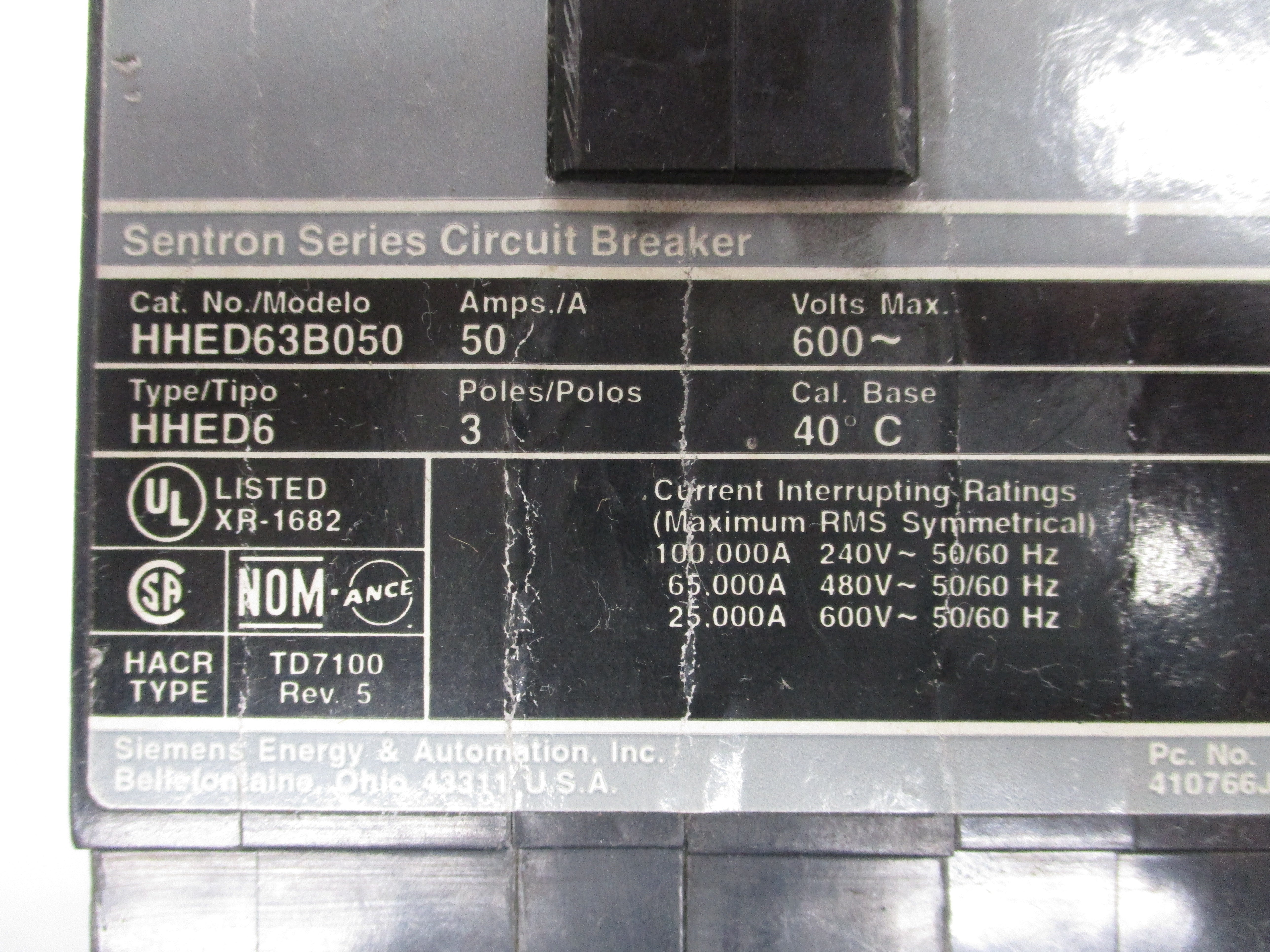 SIEMENS HHED63B050 600V 50A UNMP