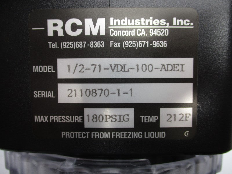 RCM INDUSTRIES 1/2-71-VDL-100-ADEI 2120986 180PSI NSMP