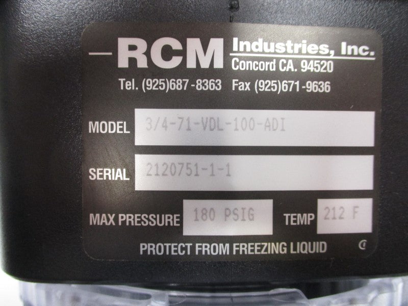 RCM INDUSTRIES 3/4-71-VDL-100-ADI 2110035 180PSI NSMP