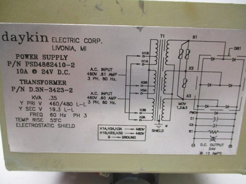 DAYKIN ELECTRIC PSD4862410-2 D.3N-3423-2 24VDC 10A NSNP
