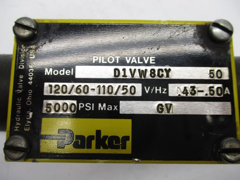 PARKER D1VW8CY50 110-120V 0.43-0.50A 5000PSI (AS IS) UNMP