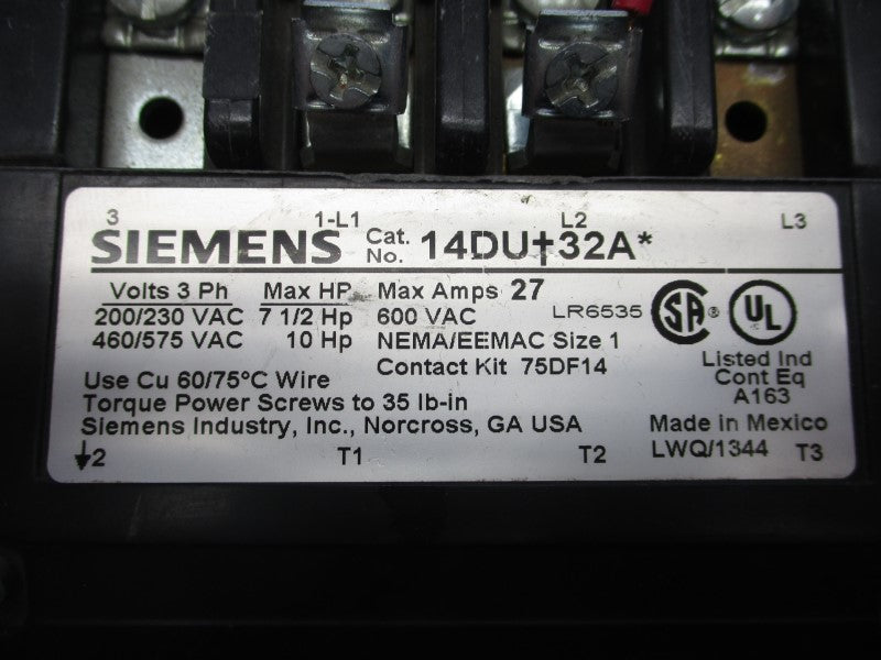 SIEMENS 14DU+32A 220-240V 27A (AS IS) NSNP
