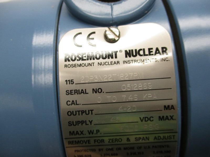 ROSEMOUNT 1152DP3N22T1827PM 45VDC 2000PSI NSMP