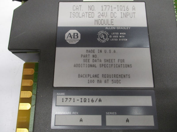 ALLEN BRADLEY 1771-IQ16 SER. A F/W A 24VDC REMAN