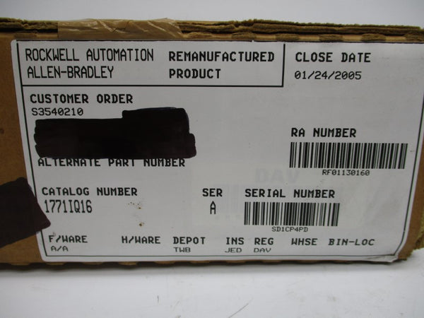 ALLEN BRADLEY 1771-IQ16 SER. A F/W A 24VDC REMAN