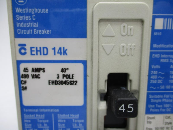 WESTINGHOUSE EHD3045S22 SER. C 480VAC 45A NSMP