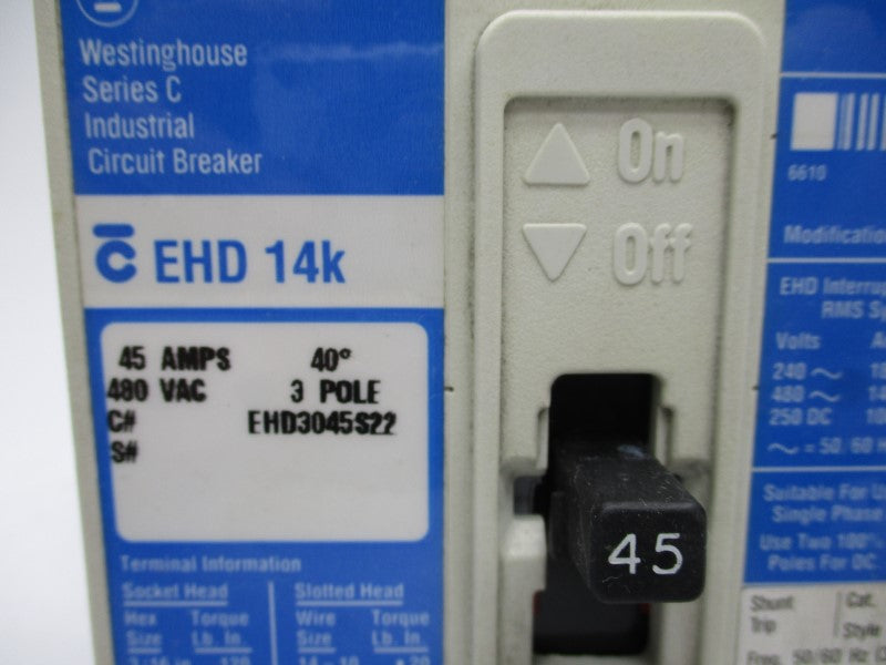 WESTINGHOUSE EHD3045S22 SER. C 480VAC 45A NSMP