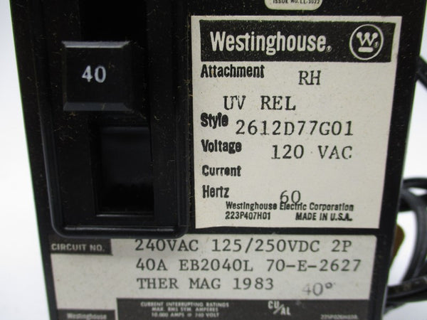 WESTINGHOUSE EB2040WUV 240VAC 40A NSMP