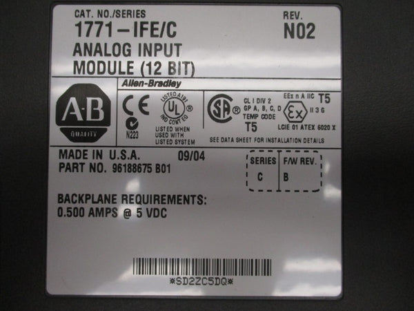 ALLEN BRADLEY 1771-IFE SER. C F/W B REV. N02 5VDC 0.50A NSMP