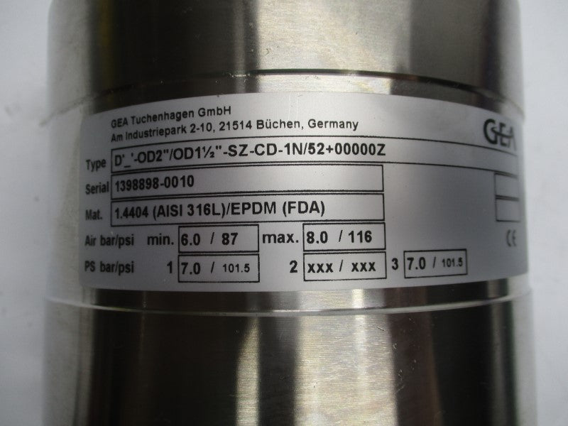 GEA TUCHENHAGEN D'_'-OD2"/OD1-1/2"-SZ-CD-1N/52+00000Z 116PSI NSNP