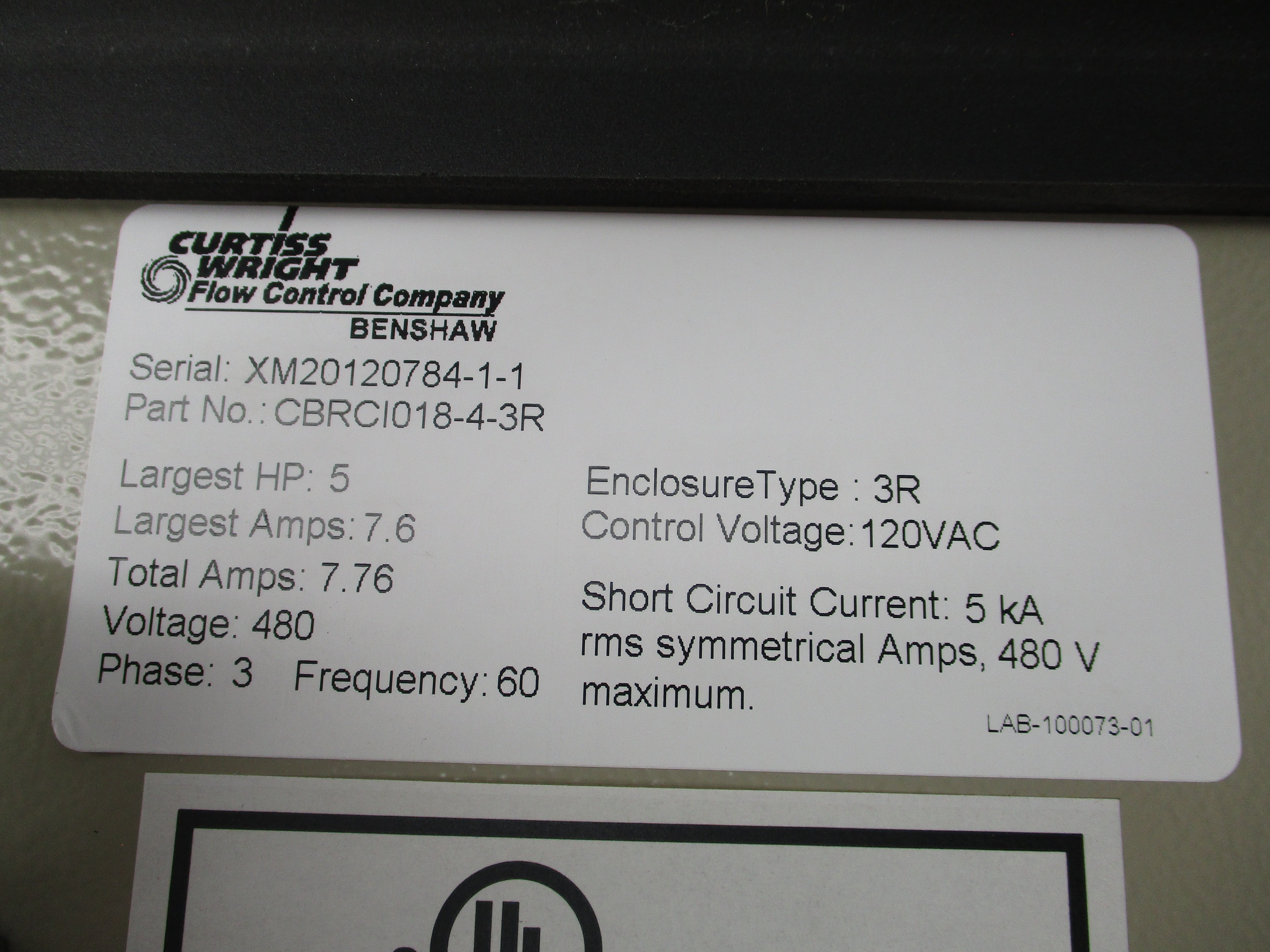 CURTISS WRIGHT CBRCI018-4-3R 480V 7.76A NSNP