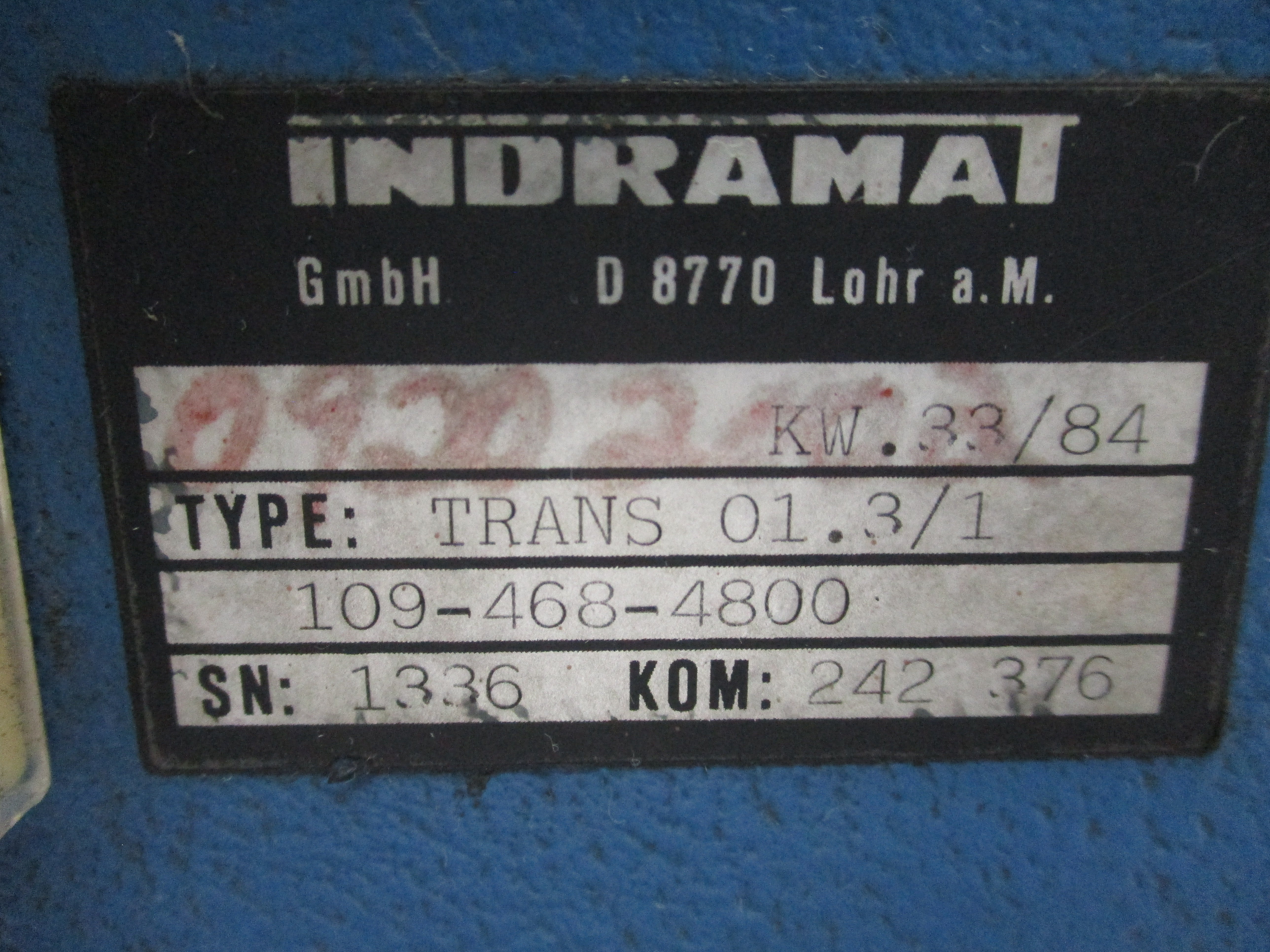 INDRAMAT TRANS01.3/1 115VAC (NO KEY) UNMP