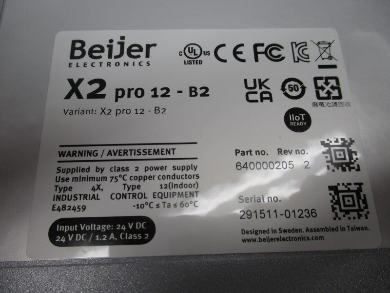 BEIJER 640000205 X2PRO12-B2 REV. 2 24VDC 1.2A NSMP
