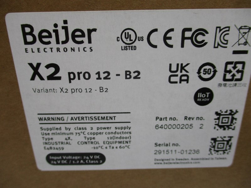 BEIJER 640000205 X2PRO12-B2 REV. 2 24VDC 1.2A NSMP
