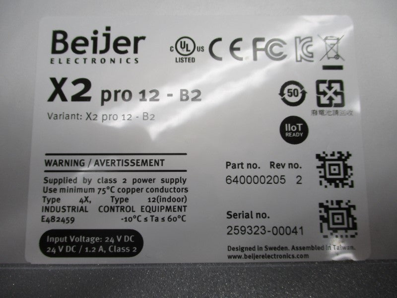 BEIJER 640000205 X2PRO12-B2 REV. 2 24VDC 1.2A (AS PICTURED) NSMP