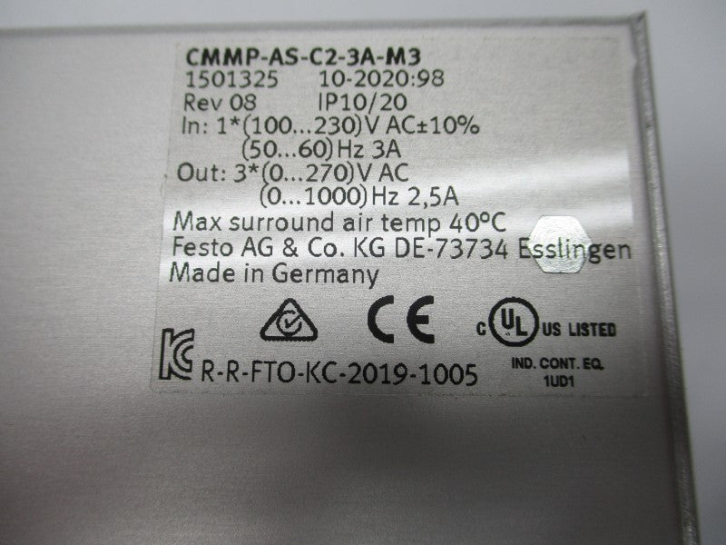 FESTO CMMP-AS-C2-3A-M3 REV. 08 100-230VAC 3A NSMP