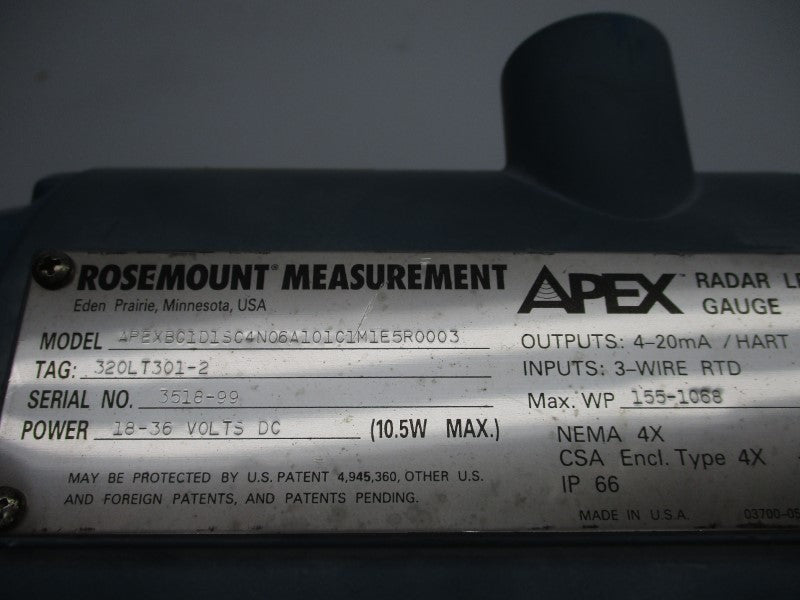 ROSEMOUNT APEXBC1D1SC4N06A101C1M1E5R0003 18-36VDC 155-1068PSI NSMP