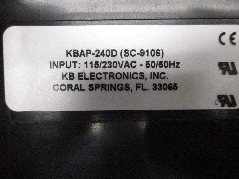 KB ELECTRONICS KBAP-240D 115/230VAC REV. D UNMP