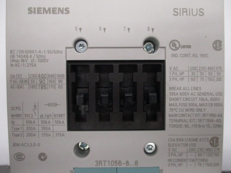 SIEMENS 3RT1056-6AF36 110-127V 215A NSMP
