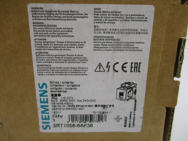SIEMENS 3RT1056-6AF36 110-127V 215A NSMP